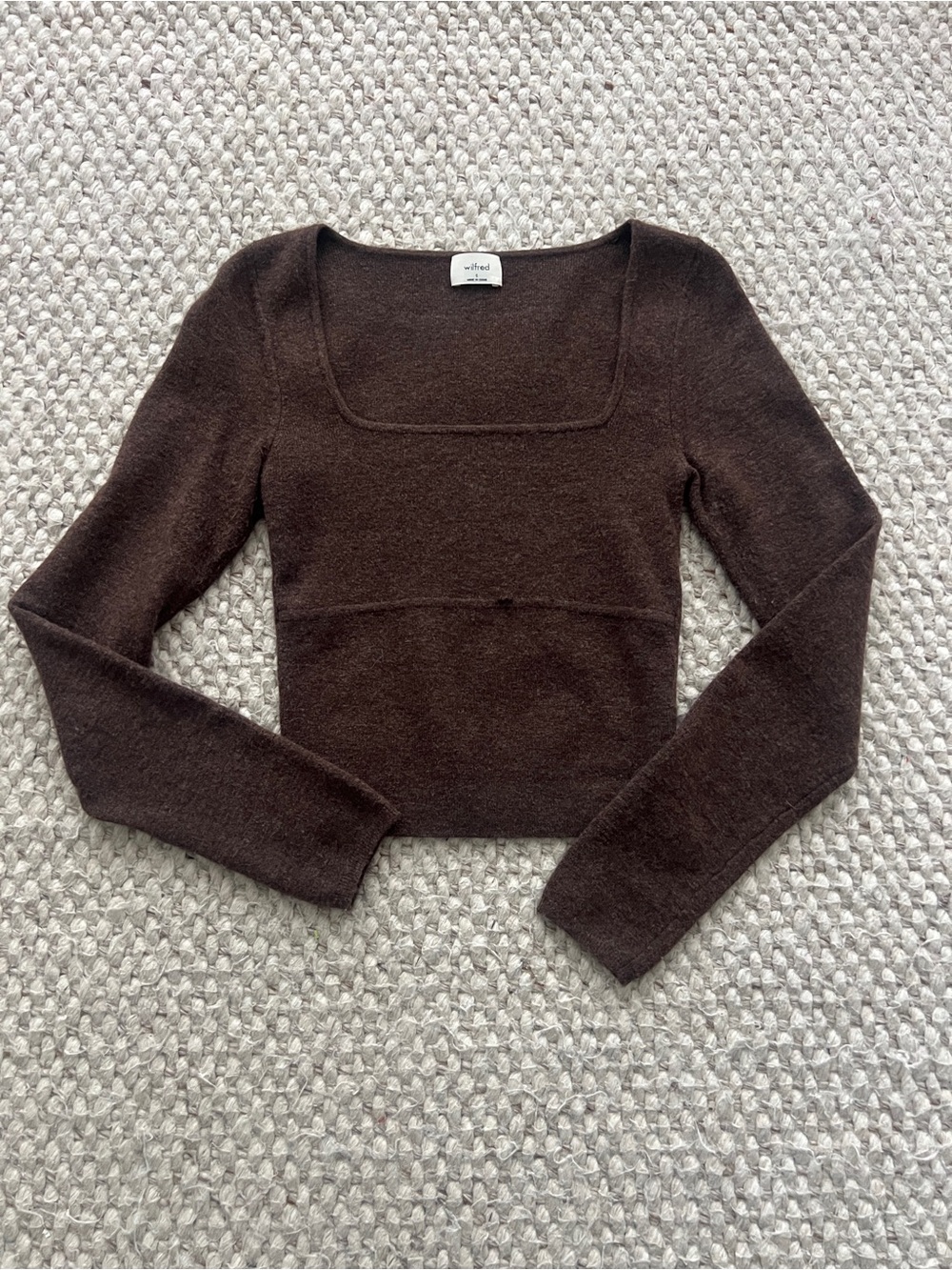 Wilfred Chocolate Brown Square Neck Knit Top